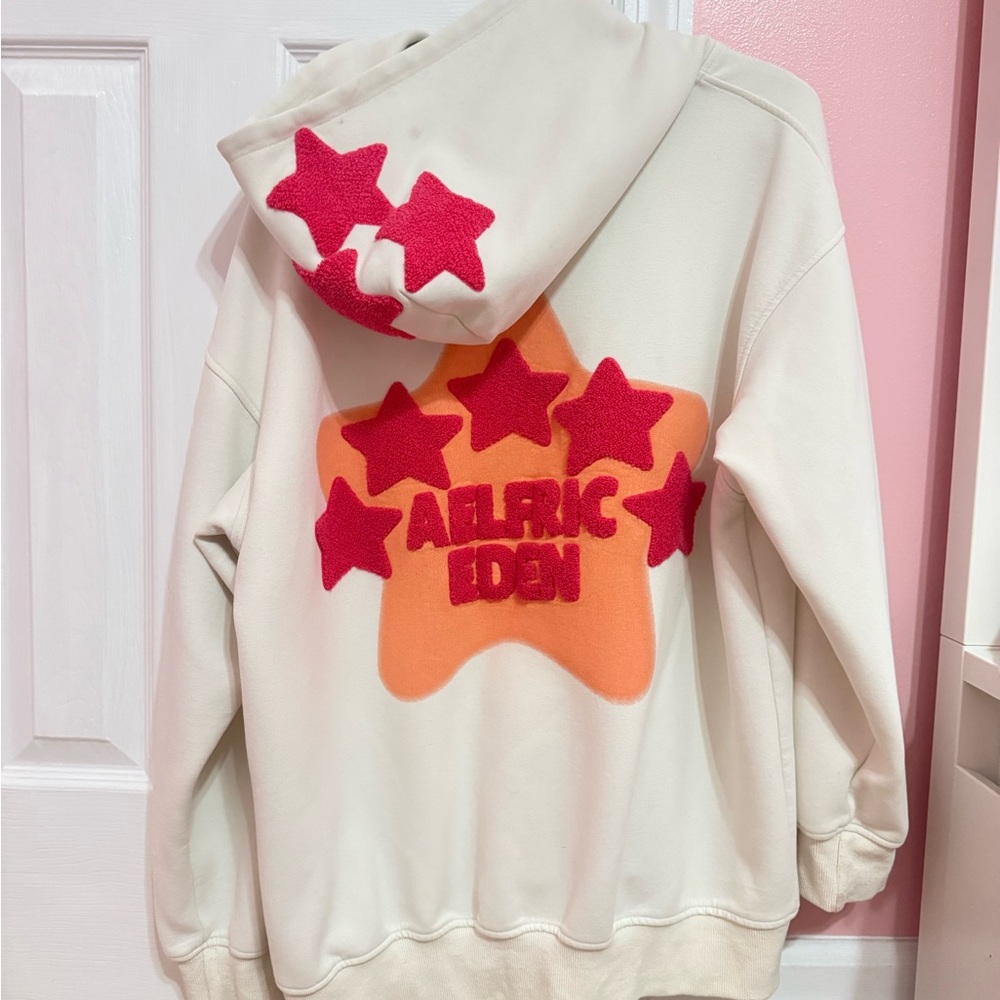 Aelfric Eden Cream Hoodie with Red and Orange Stars
